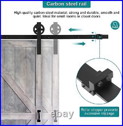 10FT Black Barn Door Hardware, Closet Track Kit Sliding Track Rail Carbon Steel