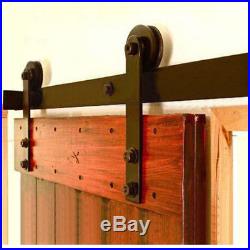 10FT Black Steel Sliding Barn Single Door Hardware Closet Straight Hanger Rail
