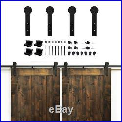 10FT Sliding Barn Door Hardware Double Wood Door Track Hanger Kit I Shape(3.05m)