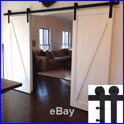 10FT Sliding Barn Door Hardware Double Wood Door Track Hanger Kit I Shape(3.05m)