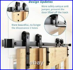 10 FT Barn Sliding Door Hardware Single Bypass Black Track Kit For Double Door