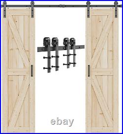10 FT Double Sliding Barn Door Hardware Track Kit, Wood Slab Use, for Garage, Ki