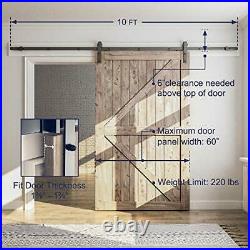 10ft Heavy Duty Sturdy Sliding Barn Door Hardware Kit -Smoothly and 10 Feet