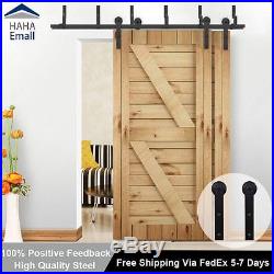 11FT Bypass Modern Sliding Barn Double Door Hardware Cabinet Roller Track Kit