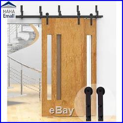 11FT Bypass Modern Sliding Barn Double Door Hardware Cabinet Roller Track Kit