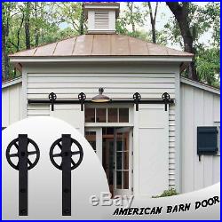 11-14FT Tracks Big Wheel for Sliding Barn Door Hardware Kit for Double Wood Door