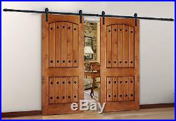 120 Antique Style Sliding Barn Wood Door Hardware withConnector, Premium Black