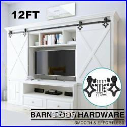 12FT/144 Antique Wood Sliding Barn Door Track Hardware Set Kitchen Closet Kit