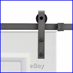 12FT Black Steel Barn Sliding Door Hardware Set with 2x30 Wide White Door Slabs