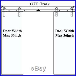 12FT Tracks & Rollers Set Sliding Barn Door Hardware Kit for Wood Interior Door