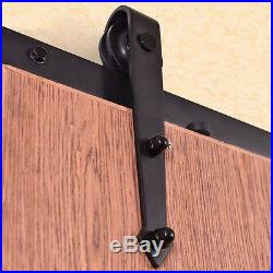 12Ft Steel Sliding Barn Wood Door Hardware Track Kit Black for Thickness 40-45mm