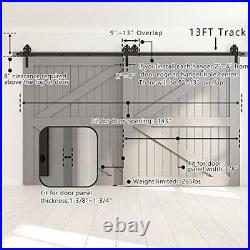 13FT Heavy Duty Sliding Barn Door Hardware Single Track Bypass Double 13ft