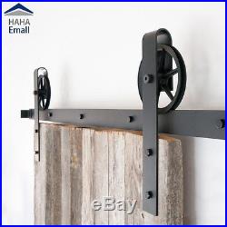 150-488cm Rustic Single/Double Sliding Barn Wood Door Hardware Rollers Track Kit