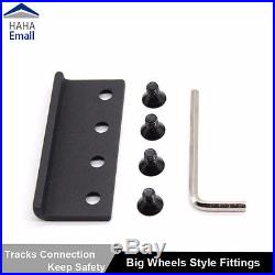 150-488cm Rustic Single/Double Sliding Barn Wood Door Hardware Rollers Track Kit
