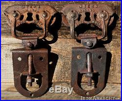 1800s BARN DOOR ROLLERS, Atq Vtg Myers Cast Iron Rolling Sliding Wheel Hardware
