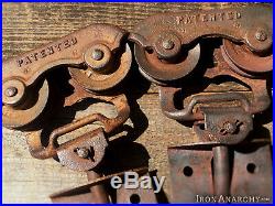 1800s BARN DOOR ROLLERS, Atq Vtg Myers Cast Iron Rolling Sliding Wheel Hardware