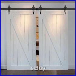 1.2-5.5m Sliding Barn Door Hardware Track Kit Closet Garage Hanger Floral Rail