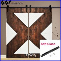 1.2-5.5m Soft Close Sliding Barn Door Hardware Kit Interior Exterior Garage Rail