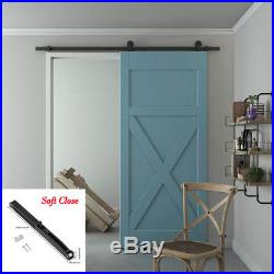 1.5-5m Soft Close Sliding Barn Door Hardware Kit Powder Coat Steel T Form Sturdy