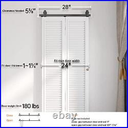 24 Bi-Folding Sliding Barn Door Hardware Track Kit for 2 Closet Door, Top