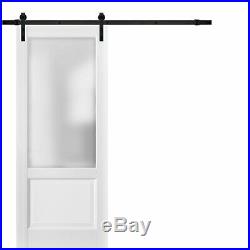 28 x 80 Sliding Barn Door with Hardware Lucia 22 White Silk with Glass