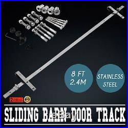 2.4M Single Sliding Barn Door Hardware Flat Track Kit Set 304 Stainless Steel