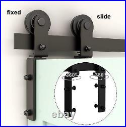 2.5-12FT Bifold Sliding Barn Door Hardware Kit Black Track Modern for 2/4 Door