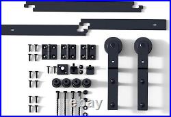 2.5-12FT Bifold Sliding Barn Door Hardware Kit Black Track Modern for 2/4 Door