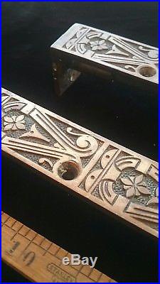 2 LARGE 12 Antique Lyre Pattern slide bolt latch Door Lock old brass hardware