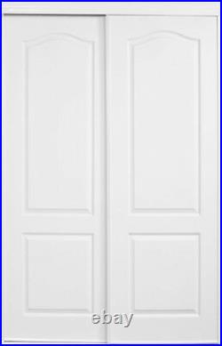 2 Panel Sliding Door Interior Closet Windows 59 x 80 in. Bright White Arched Top