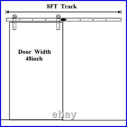 2 Rollers & 8FT Rails for Sliding Barn Door Hardware Hangers Kit for Wood Door