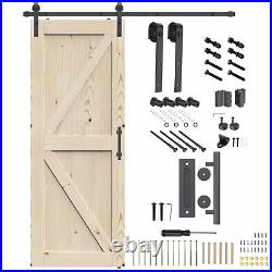 32in x 84in Sliding Barn Door with Hardware Kit Door Handles and Floor Guide
