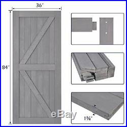 36in x 84in Sliding Barn Door with 6.6ft Barn Door Hardware Kit & Handle, Pre-D