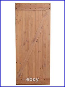 36x84 Knotty Alder Natural Primed Wood Barn Door and Sliding Wood Hardware Set