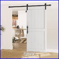 36x84 inch Sliding Barn Door with 6.6FT Barn Door Hardware Kit & Handle White