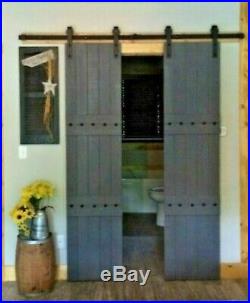 38total wide-GRAY-Double Barn Doors+HARDWARE-6.6ft sliding double barn door Kit