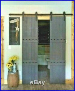 38total wide-GRAY-Double Barn Doors+HARDWARE-6.6ft sliding double barn door Kit