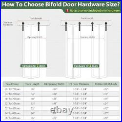 40 Brushed Nickel Bifold Sliding Barn Door Hardware Track 40'' for 2 Doors