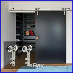 414FT Stainless Steel Sliding Barn Door Hardware Closet Track Kit Single/Double