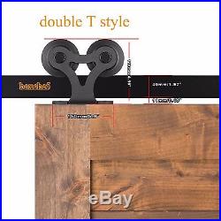 420FT Single/Double Sliding Wood Barn Door Hardware Closet Kit US Country