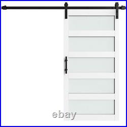 42in X 84in 5-Panel Glass Barn Door with 7FT Sliding Door Hardware Kit & Handle