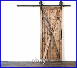 48FT Big Strap Spoke Wheel Single Sliding Wood Barn Door Hardware Closet Kit