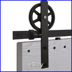 4FT20FT Big Strap Spoke Wheel Wood Sliding Barn Single Door Hardware Closet Kit