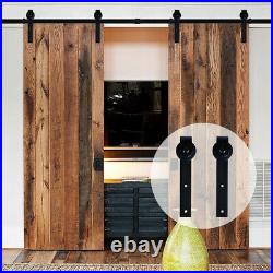 4FT-12FT Sliding Barn Door Hardware Track Kit For Wooden Double Closet Door