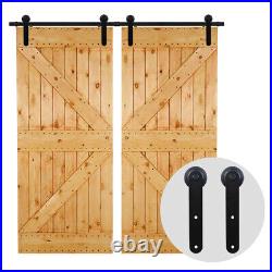 4FT-12FT Sliding Barn Door Hardware Track Kit For Wooden Double Closet Door