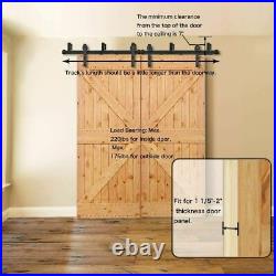 4FT -12 FT Bypass Sliding Barn Door Hardware Kit for Closet Double Wooden Doors