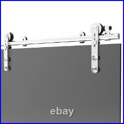 4FT-16FT Stainless Steel Sliding Door Track Hardware Kit Closet for Glass Door