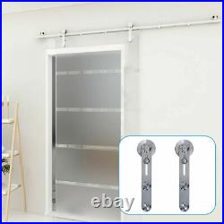 4FT-16FT Stainless Steel Sliding Door Track Hardware Kit Closet for Glass Door