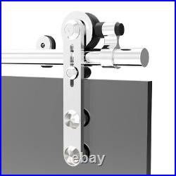 4FT-16FT Stainless Steel Sliding Door Track Hardware Kit Closet for Glass Door