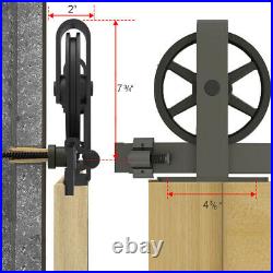 4FT-20FT Big Spoke Wheel Sliding Barn Door Hardware Kit For Single/Double Door